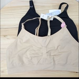 A Pair of Nursing Bras 1 Black 1 Beige Motherhood Nursing NWT